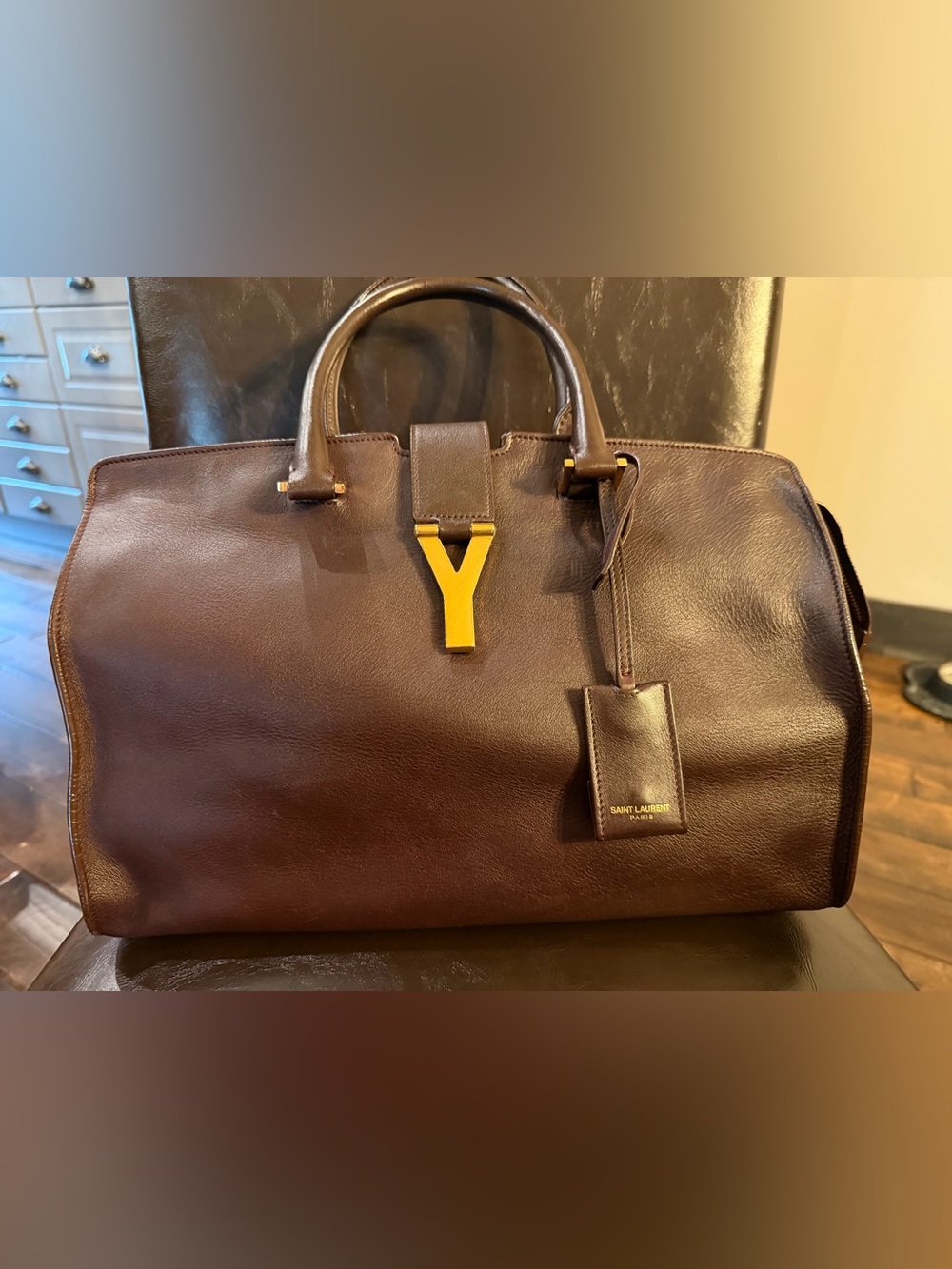 Large Saint Laurent Cabas Bag in Deep Plum